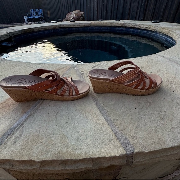 Cali Skechers Cognac Sandals with Luxe Foam - Picture 8 of 14